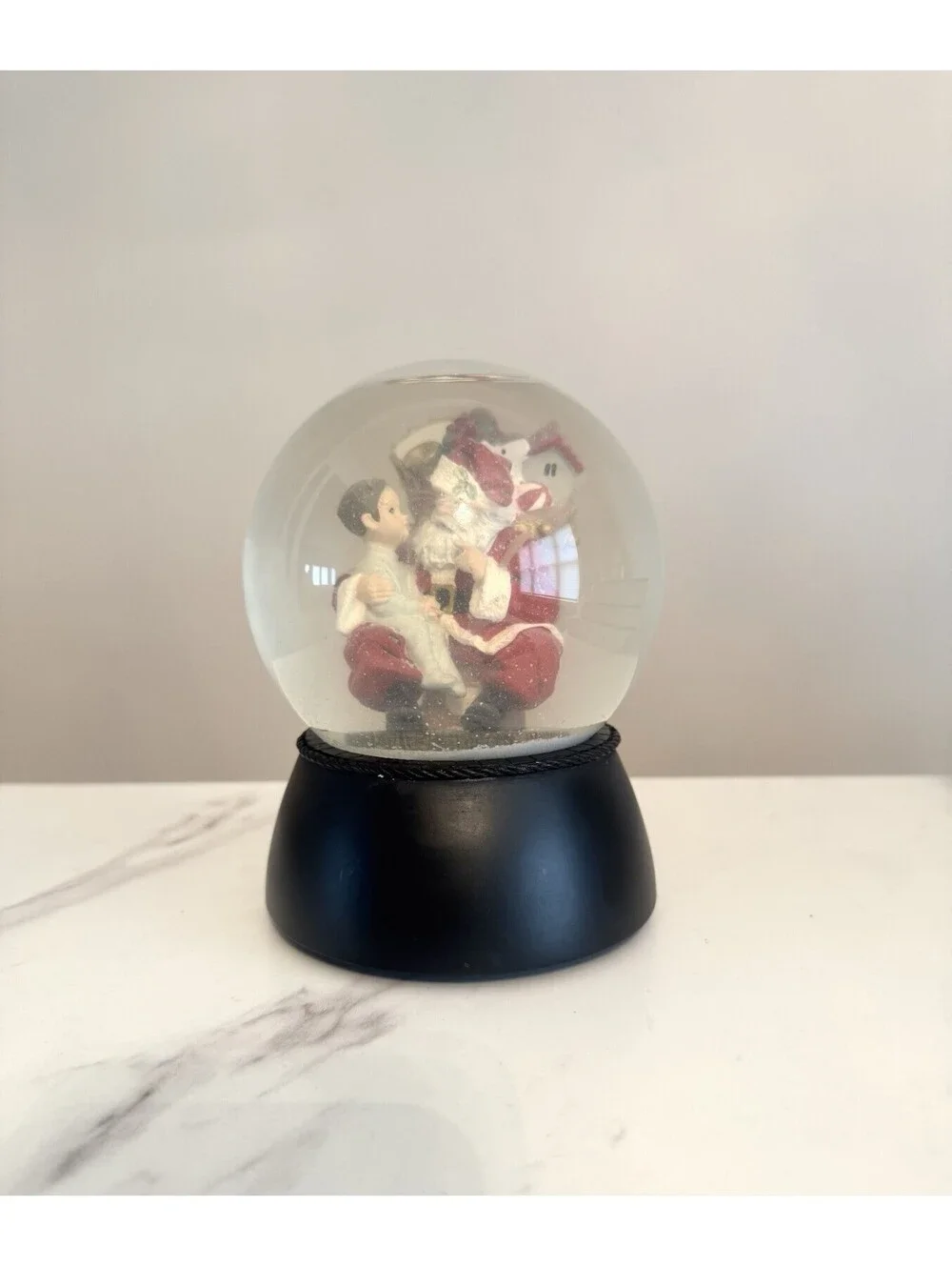 Vintage Musical Santa & Child Snow Globe Christmas Decor Plays Tune Gift